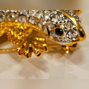 Gold and Silver Gecko Reptile Brooch